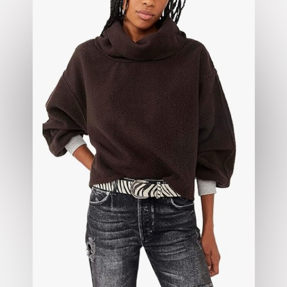 Free People Elk Mountain Pullover Sweatshirt - Espresso Beans